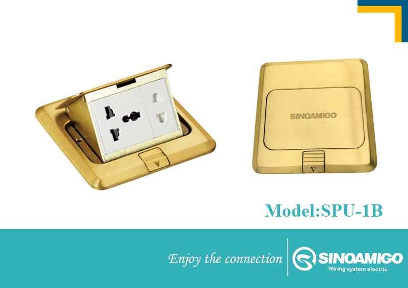 Ổ cắm âm sàn Sino amigo SPU-1B bằng đồng, 
